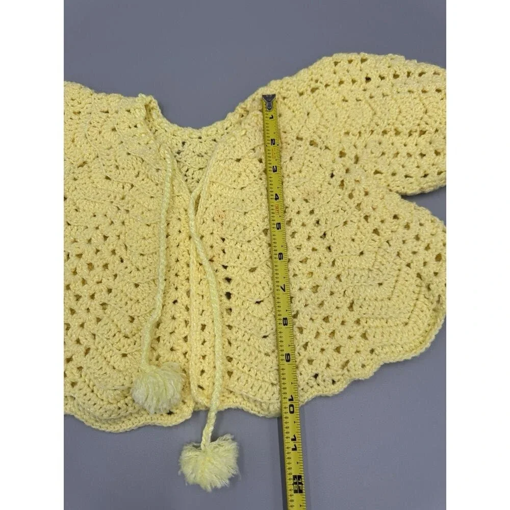 Vintage Yellow Handmade Crochet Knitted Baby Doll Sweater